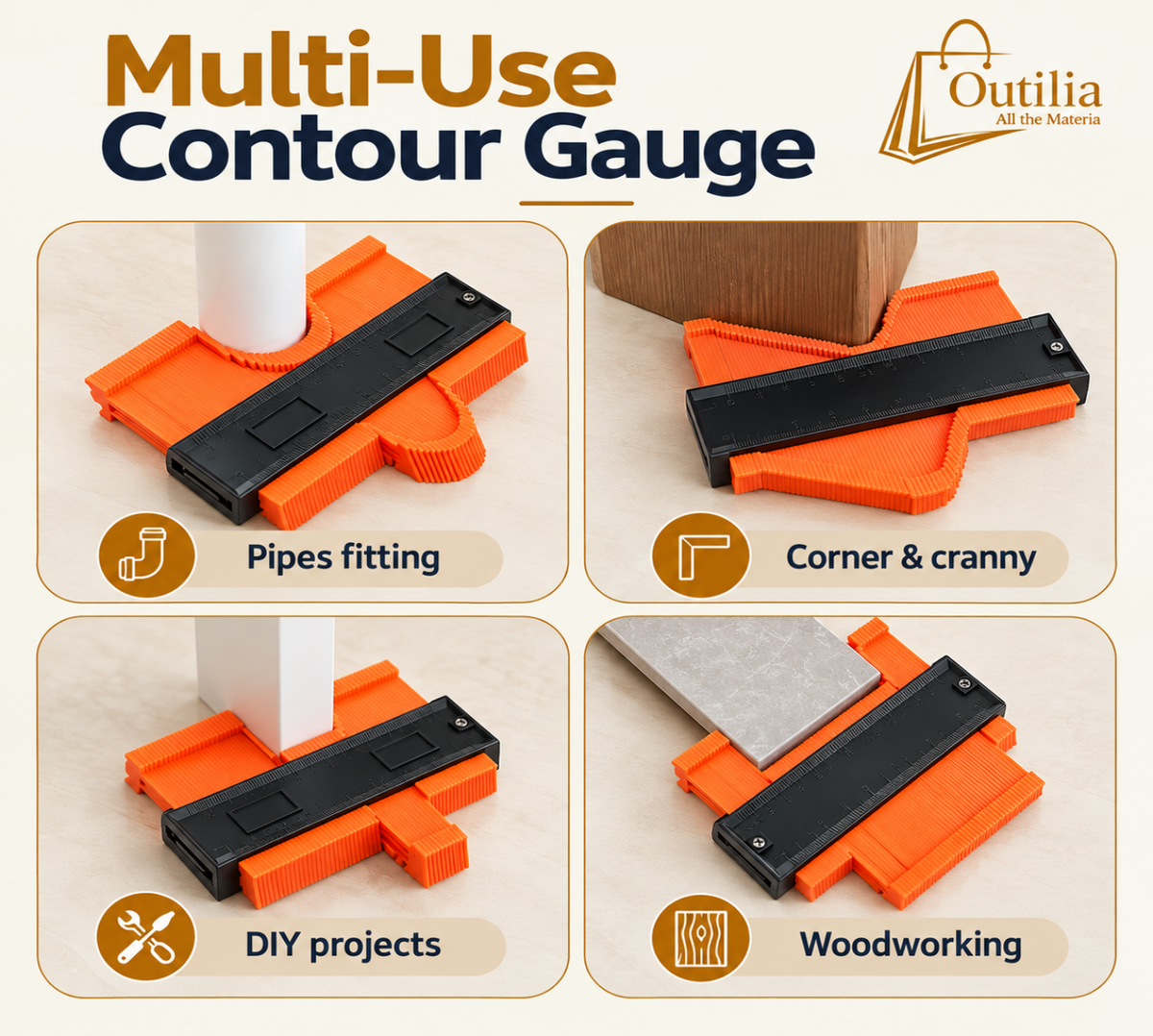 5.8 Inch (14.6*13.5 cm) Contour Gauge Tool