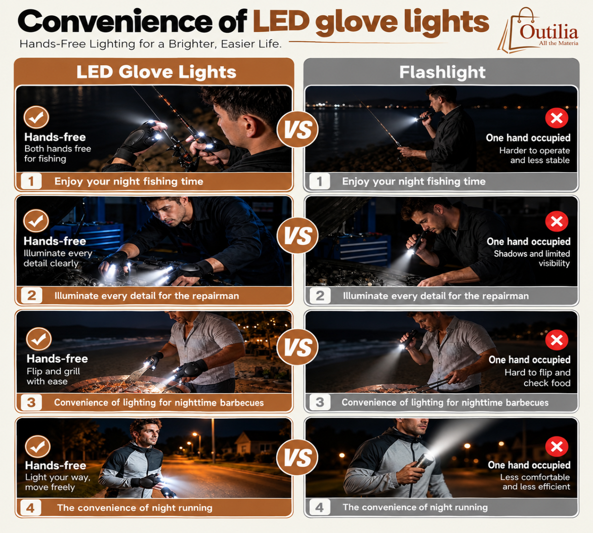 Rechargeable Flashlight Gloves