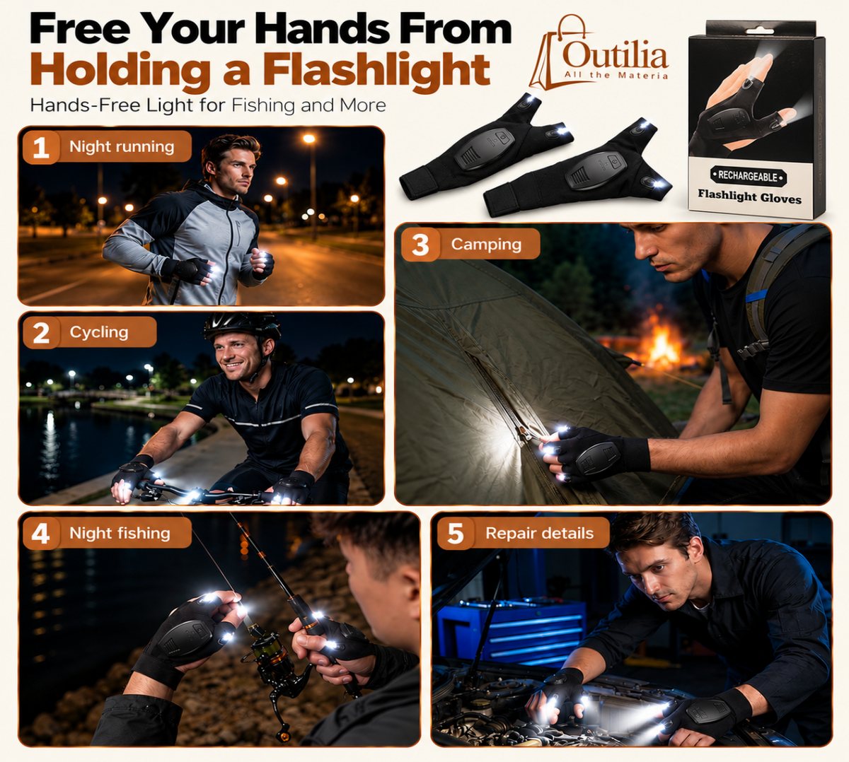 Rechargeable Flashlight Gloves