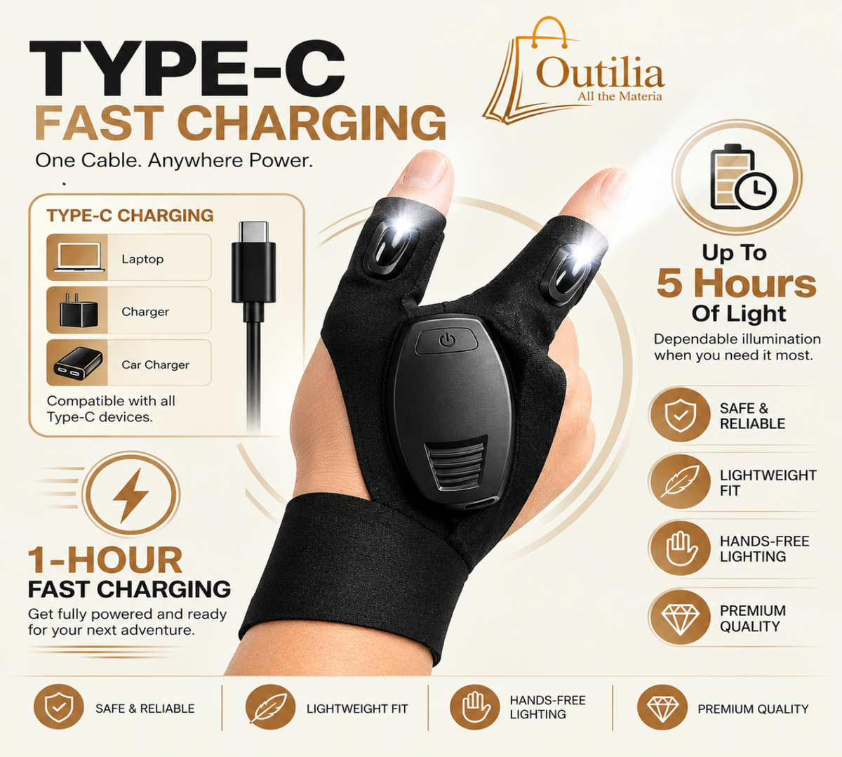 Rechargeable Flashlight Gloves